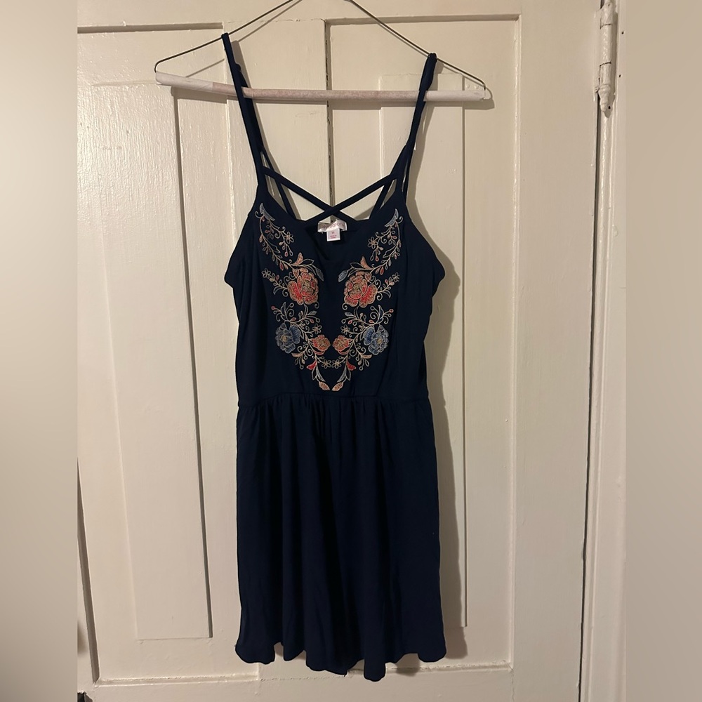 Navy blue floral romper